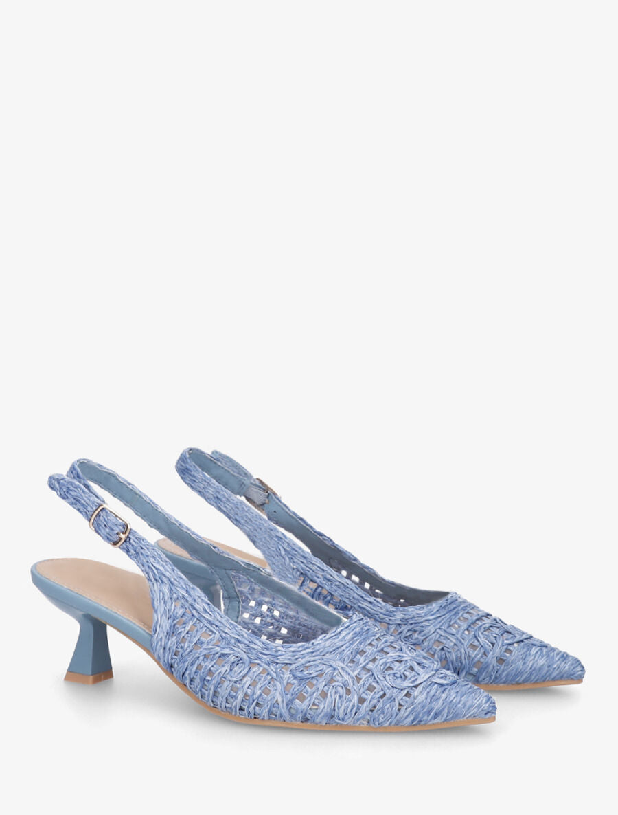 Escarpins pointus effet osier - Bleu - 4