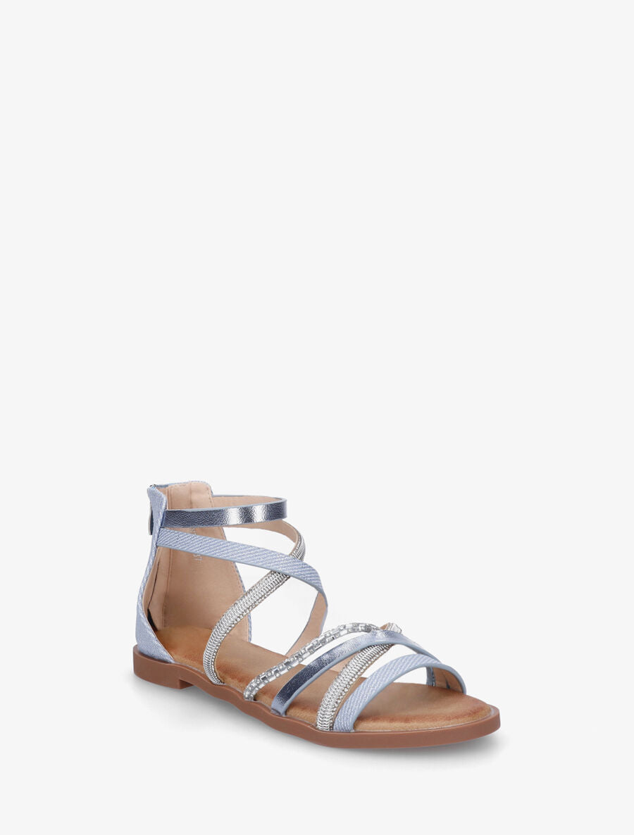 Nu-pieds à brides strassées et irisées - Bleu - 2