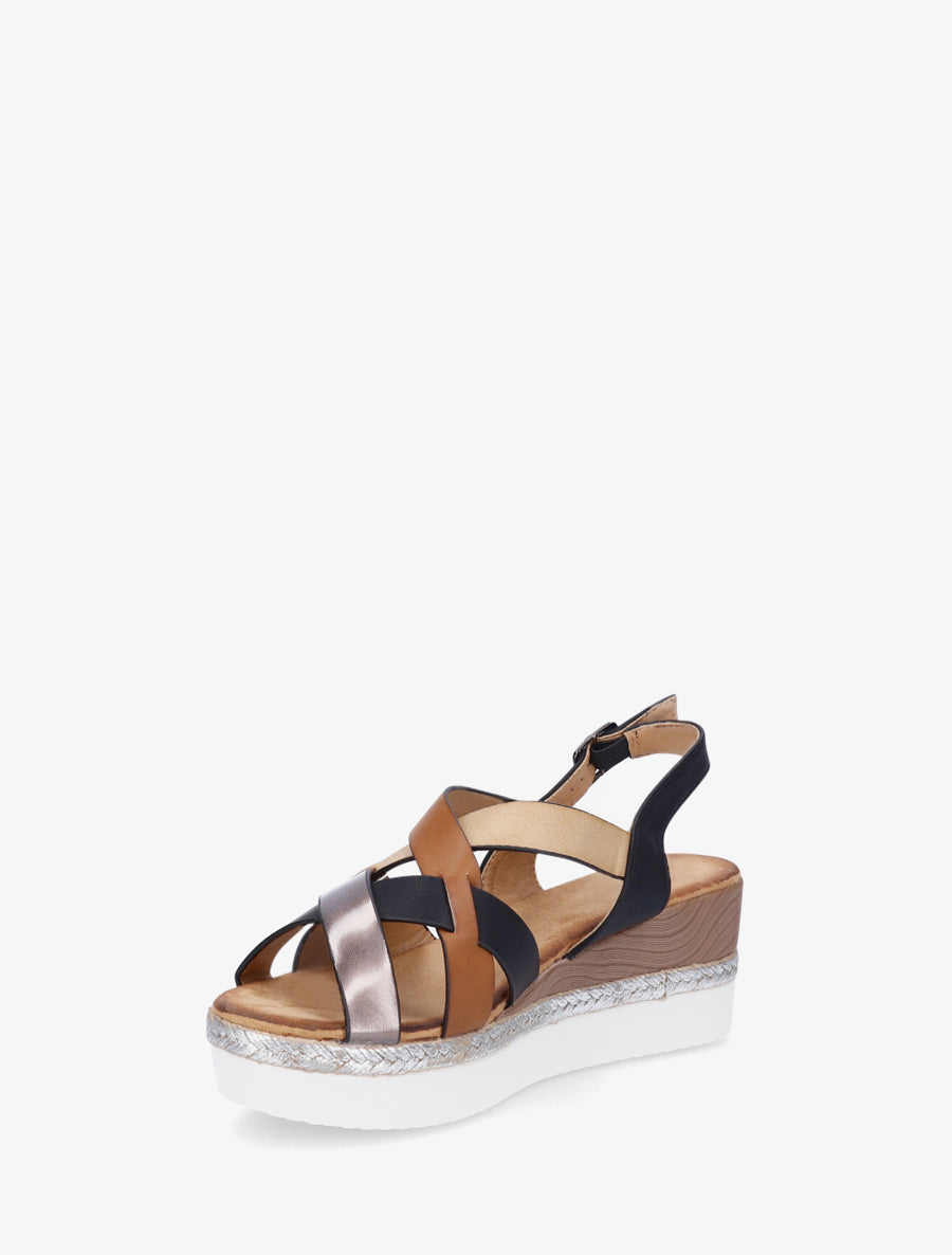 Sleehak sandalen met gekruiste bandjes - Zwart