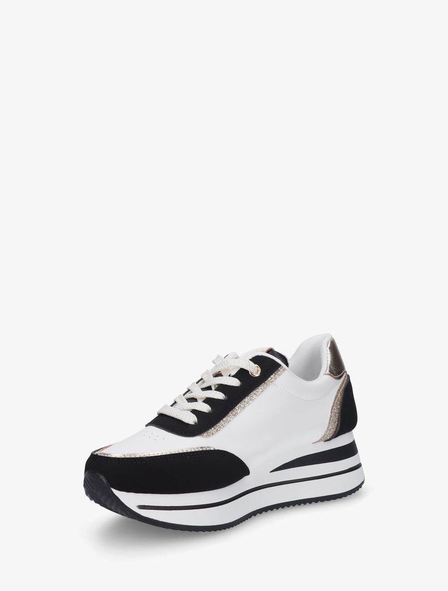 Sneakers à motif coeur et lacets stylisés - Noir - 3