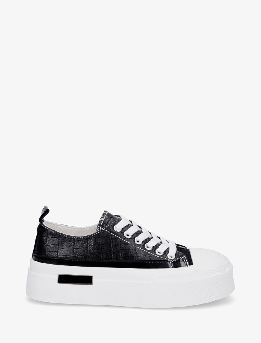 Sneakers à plaforme et texturé - Noir - 1