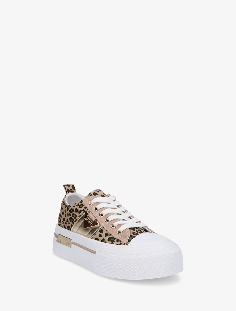 Sneakers imprimé léopard à plaforme - Camel - 2