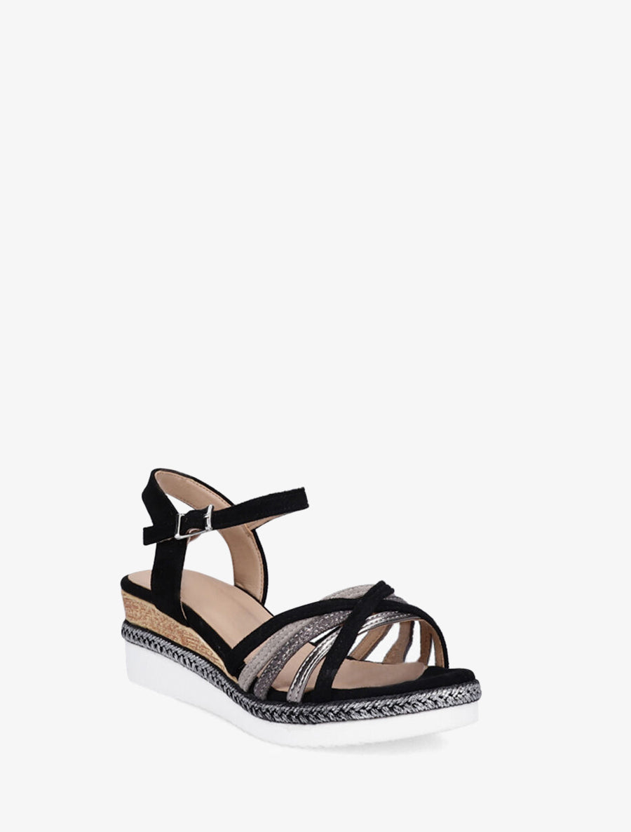 Sandales compensées à brides croisées - Noir - 2