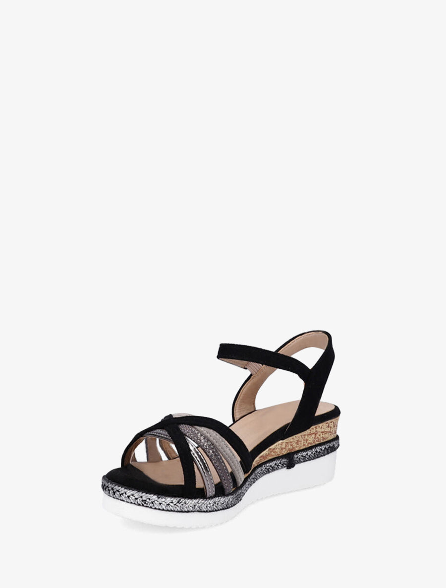 Sandales compensées à brides croisées - Noir - 3