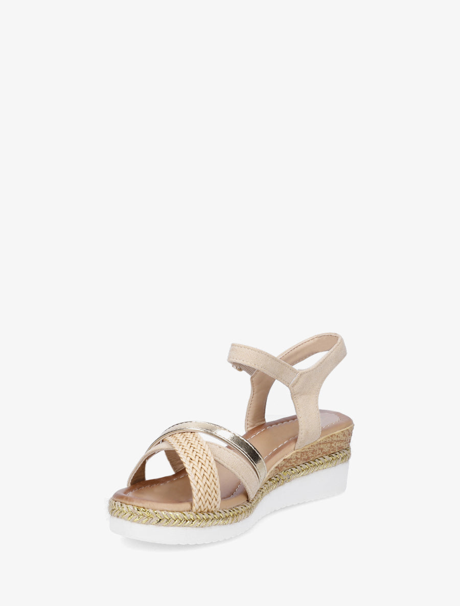 Sandales compensées à brides fantaisies - Beige - 3