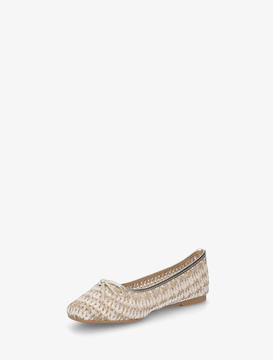 Ballerines plates tissées à détail irisé - Or - 3