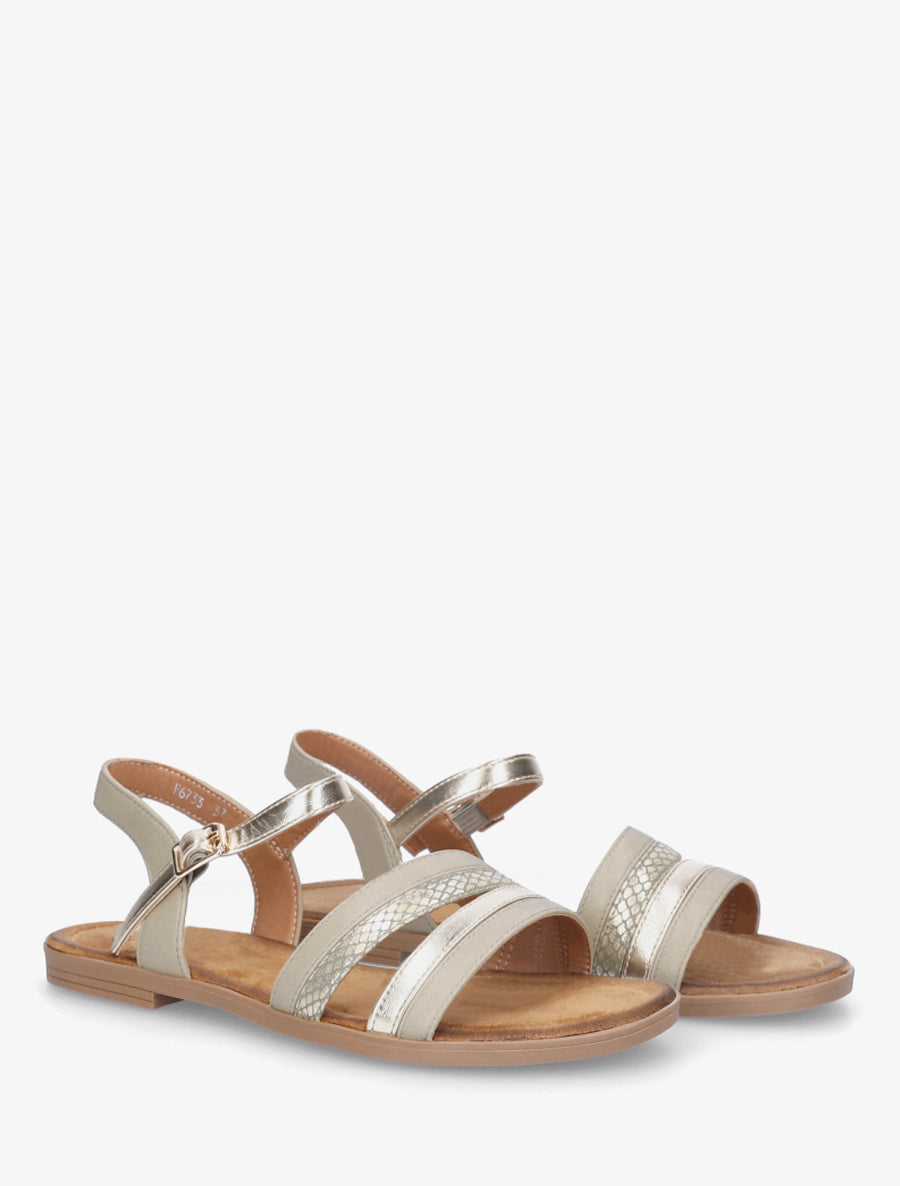 Nu-pieds à brides irisées et tweed - Vert pâle - 4