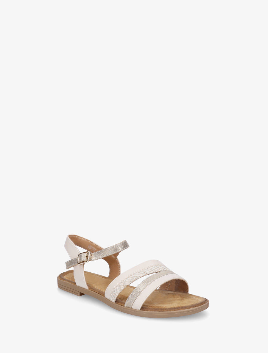 Nu-pieds à brides irisées et tweed - Beige - 2