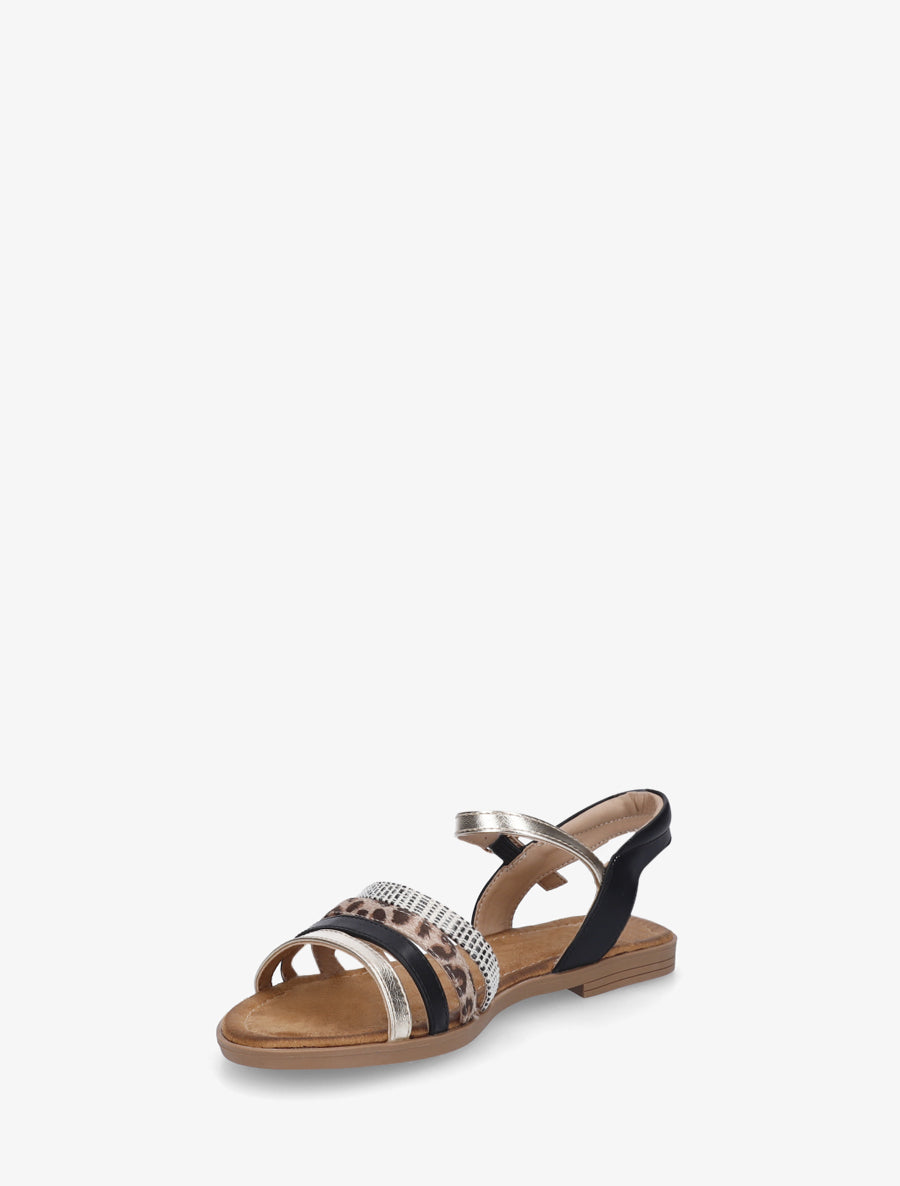 Nu-pieds en simili à brides dépareillés - Noir - 3