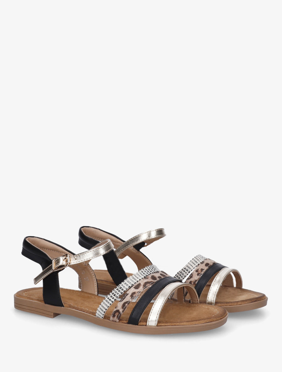 Nu-pieds en simili à brides dépareillés - Noir - 4