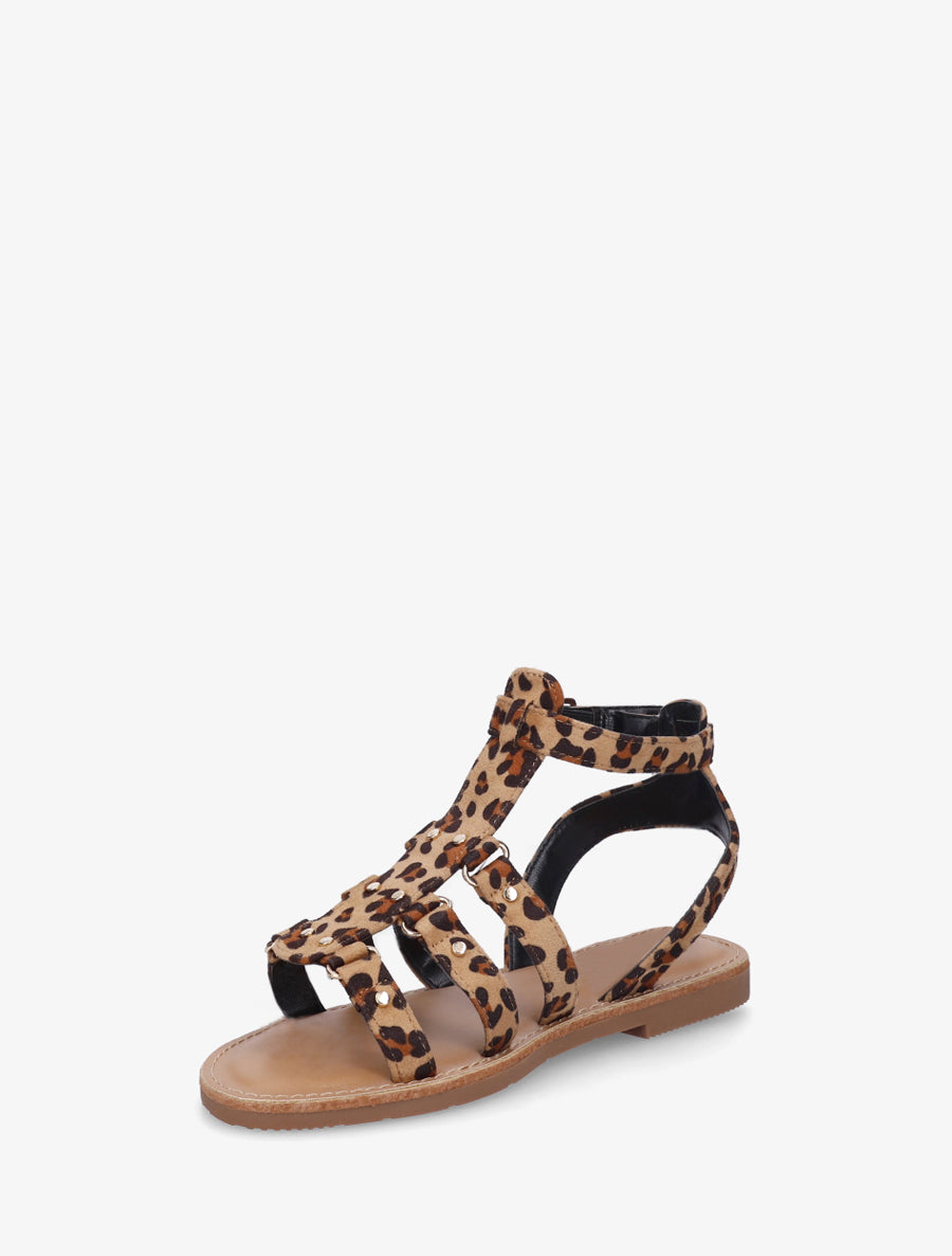 Nu-pieds cloutées style spartiate - Camel - 3