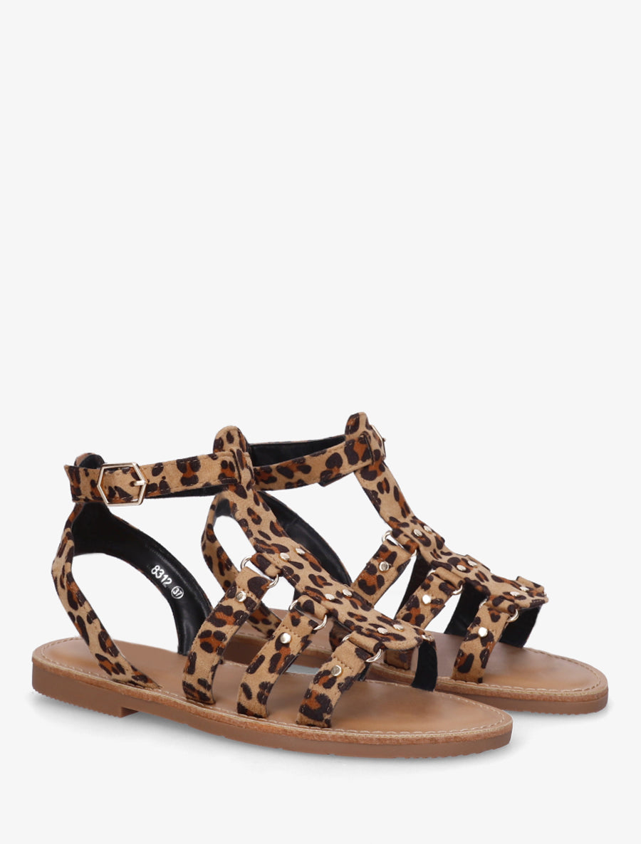 Nu-pieds cloutées style spartiate - Camel - 4