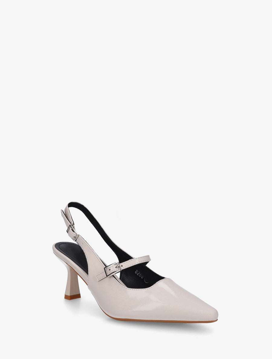 Escarpins vernis à bouts pointus - Beige - 2