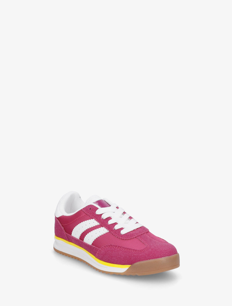 Sneakers en simili à empiècement effet nubuck - Fushia - 2