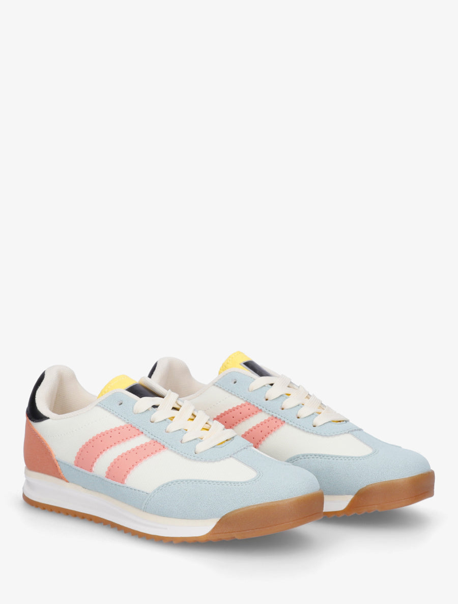 Sneakers en simili à empiècement effet nubuck - Turquoise - 4
