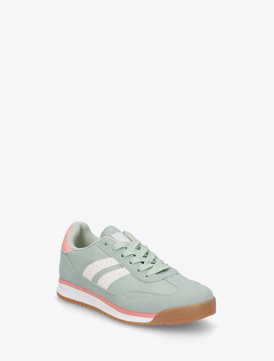 Sneakers en simili à empiècement effet nubuck - Vert d&