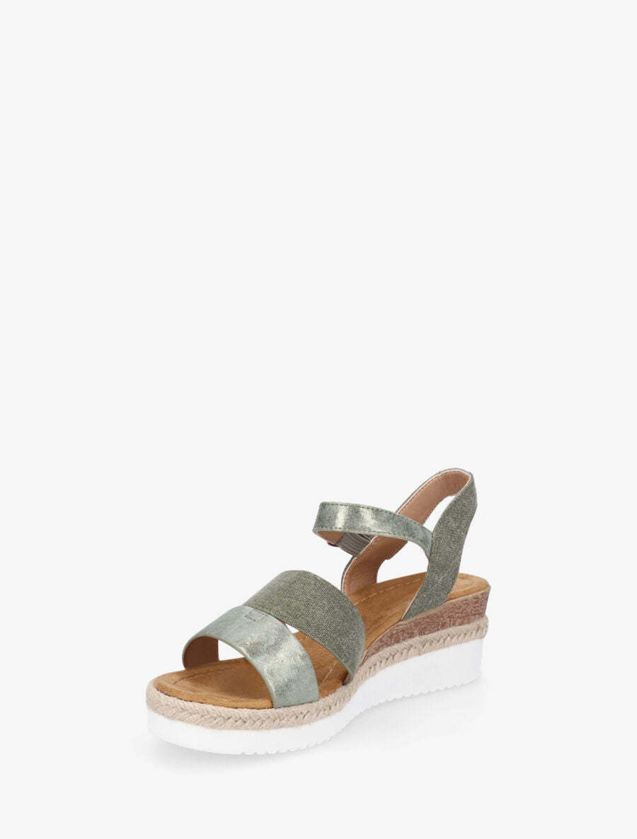 Sandales irisées à talon compensé - Vert olive - 3