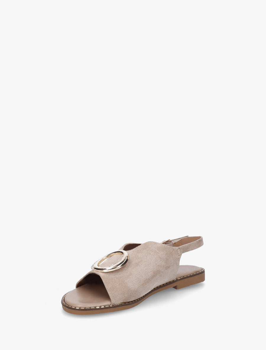 Nu-pieds en suédine à boucle à strass - Taupe - 3