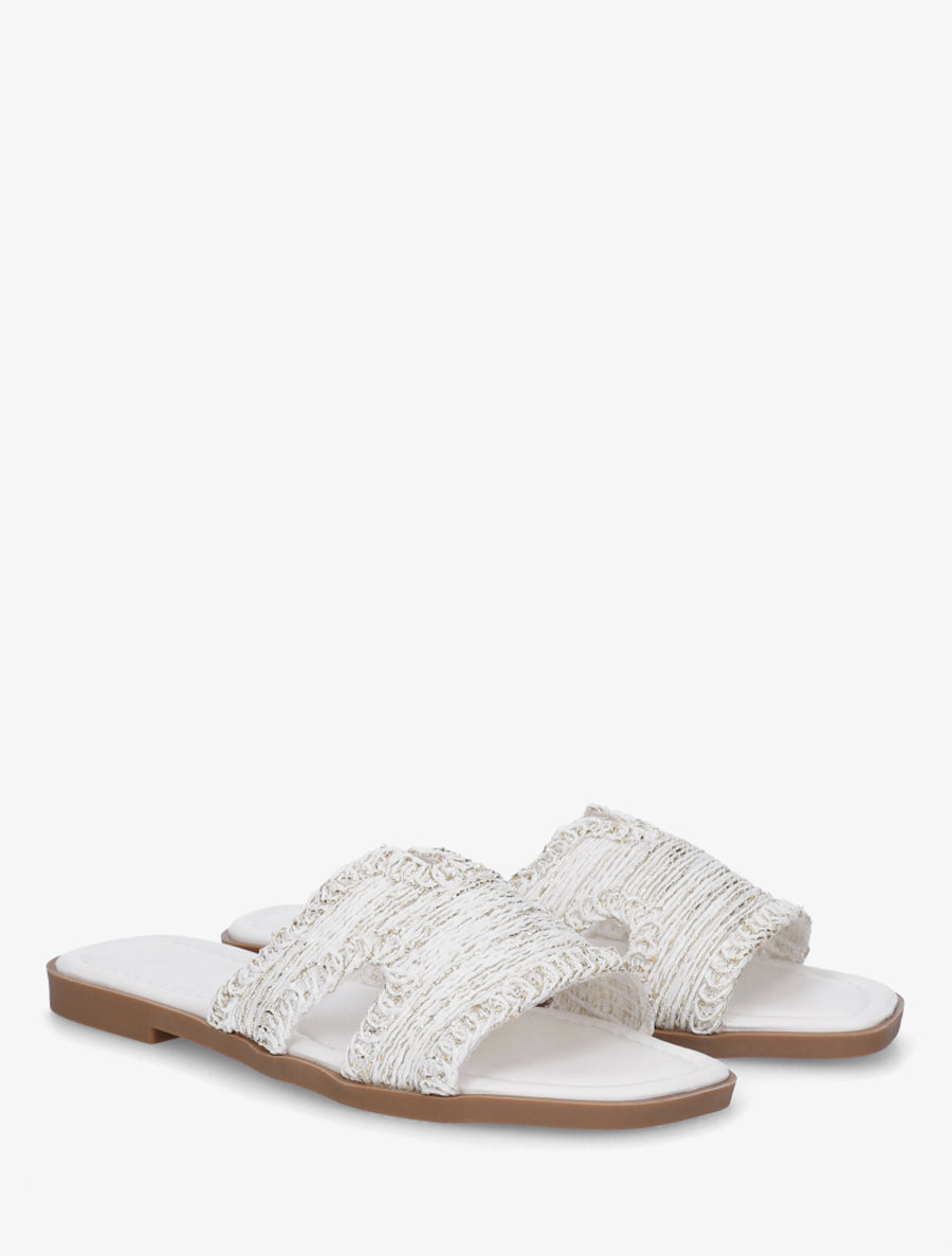 Claquettes à ganse irisée - Blanc - 4