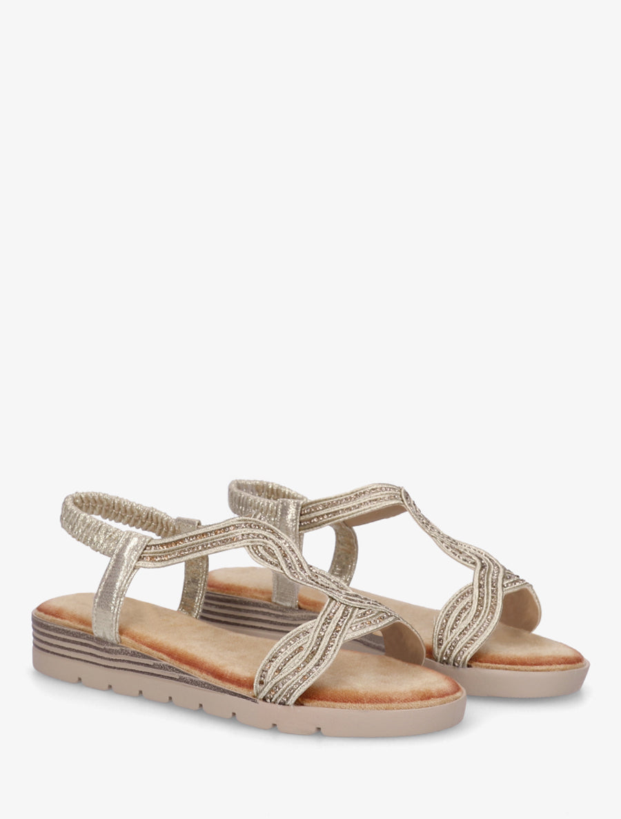 Sandales à bride à strass - Or - 4