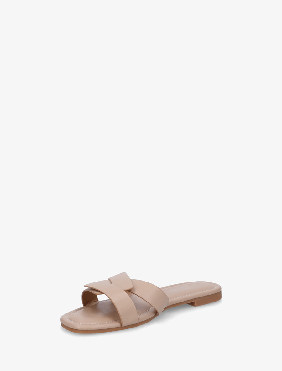 Claquettes en simili à brides entrecroisées - Taupe - 3