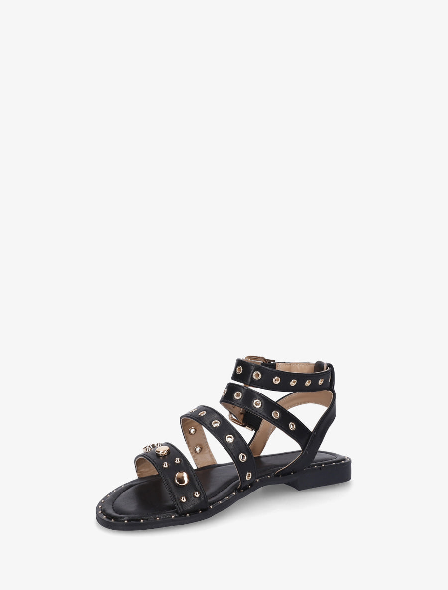 Nu-pieds à brides à oeillets - Noir - 3