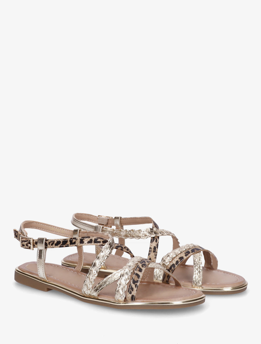 Nu-pieds croisés à tresses - Or - 4