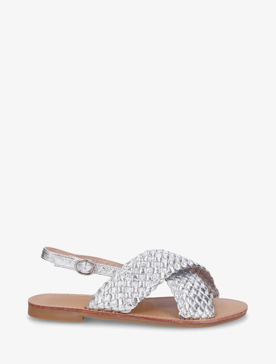 Nu-pieds en simili tressé - Argent - 1