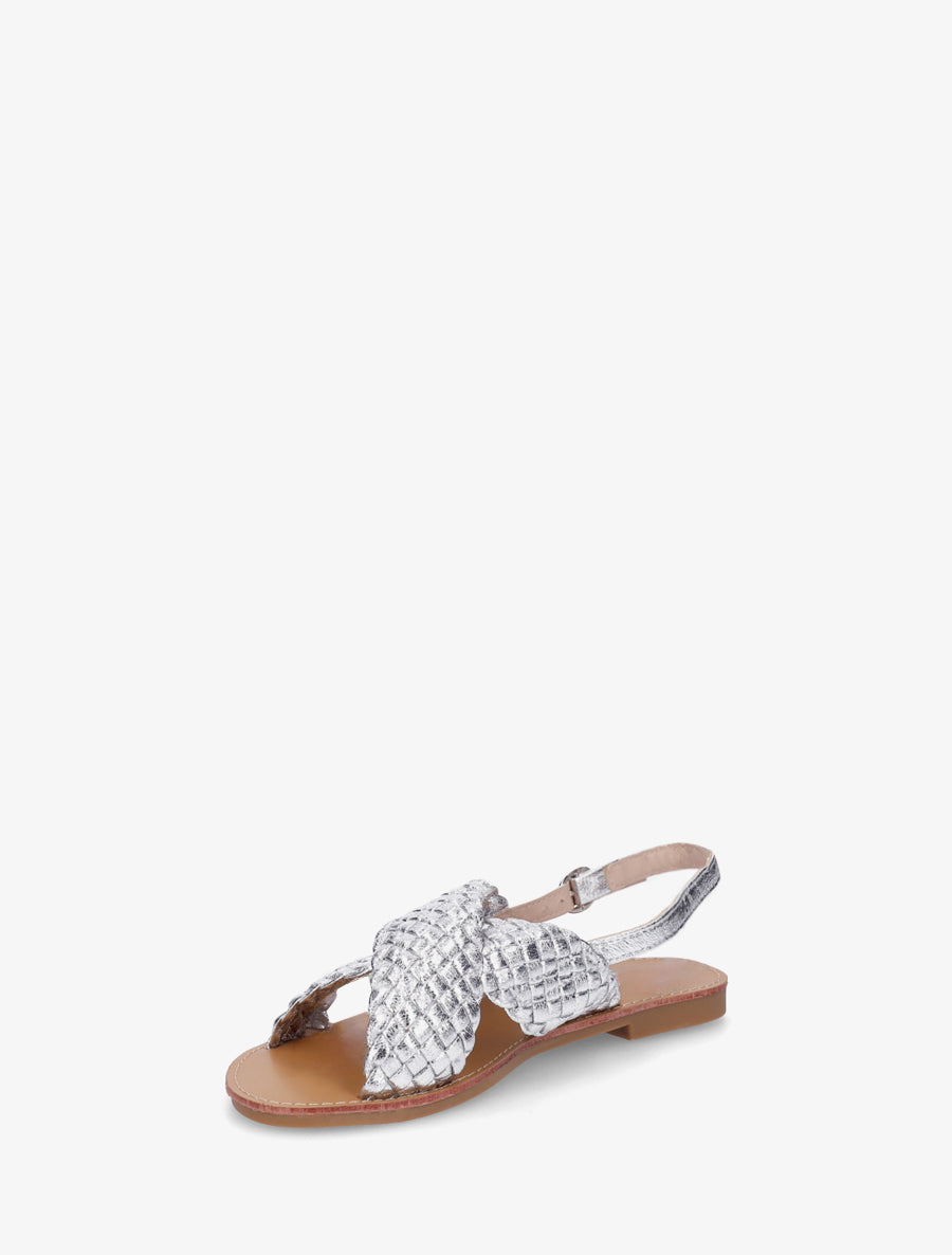 Nu-pieds en simili tressé - Argent - 3
