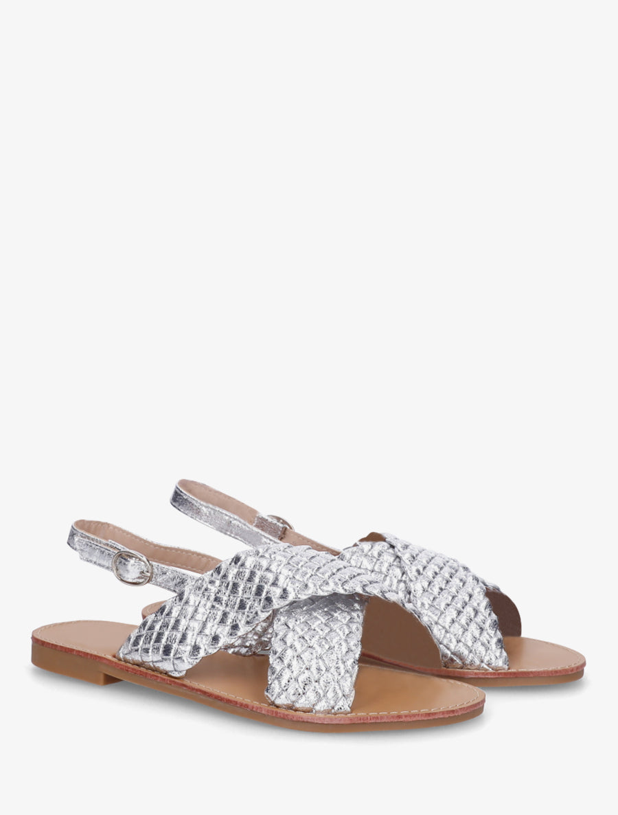 Nu-pieds en simili tressé - Argent - 4