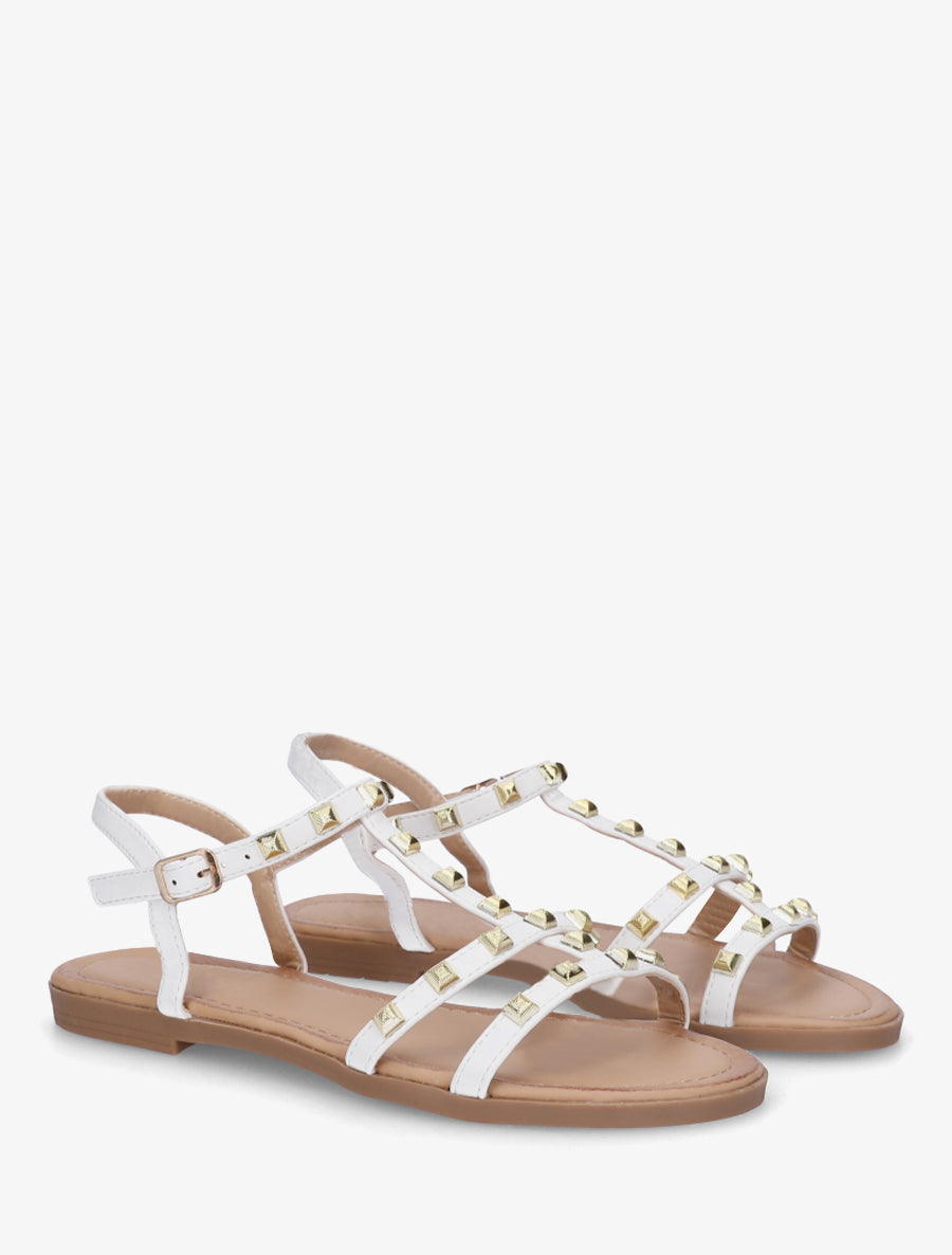 Nu-pieds style spartiate à clous - Blanc - 4