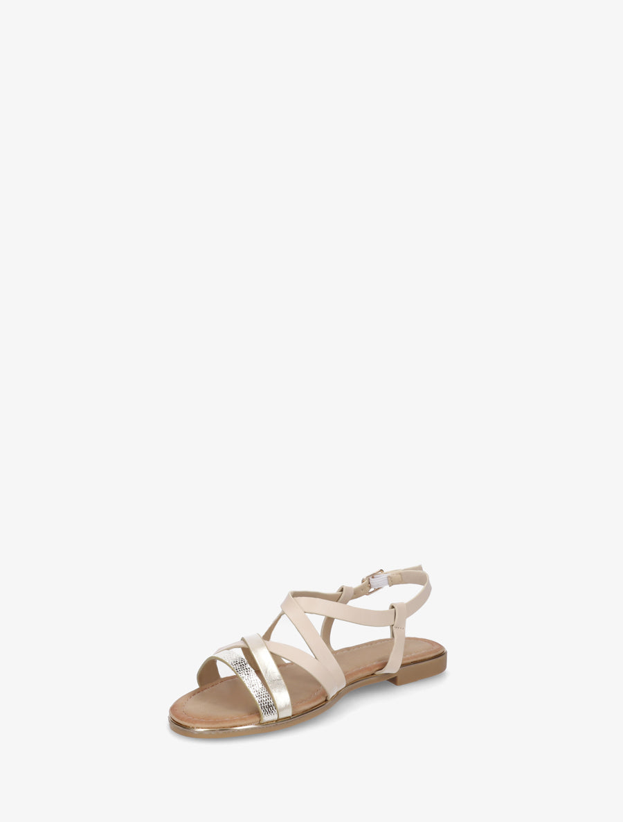 Nu-pieds en simili à brides croisées - Beige - 3