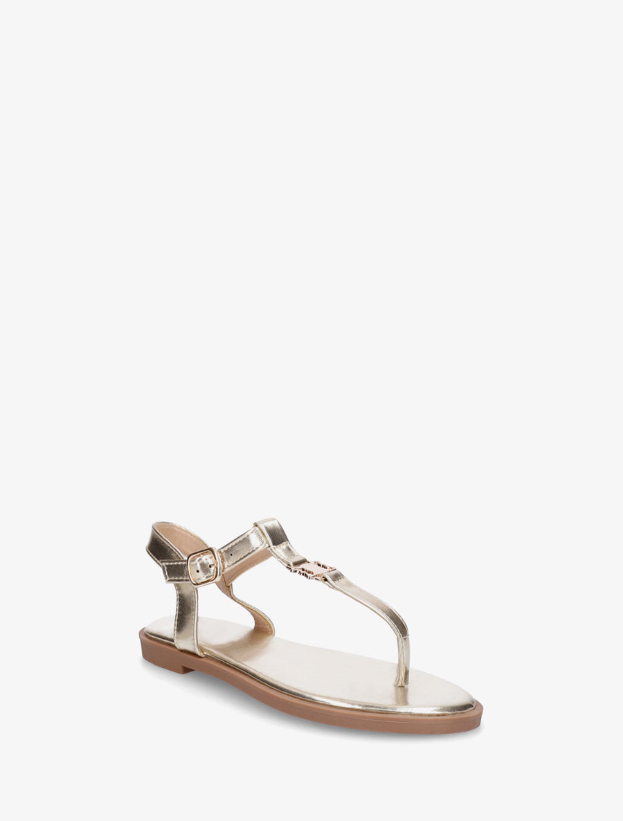 Nu-pieds à entredoigt et empiècement métal - Or - 2