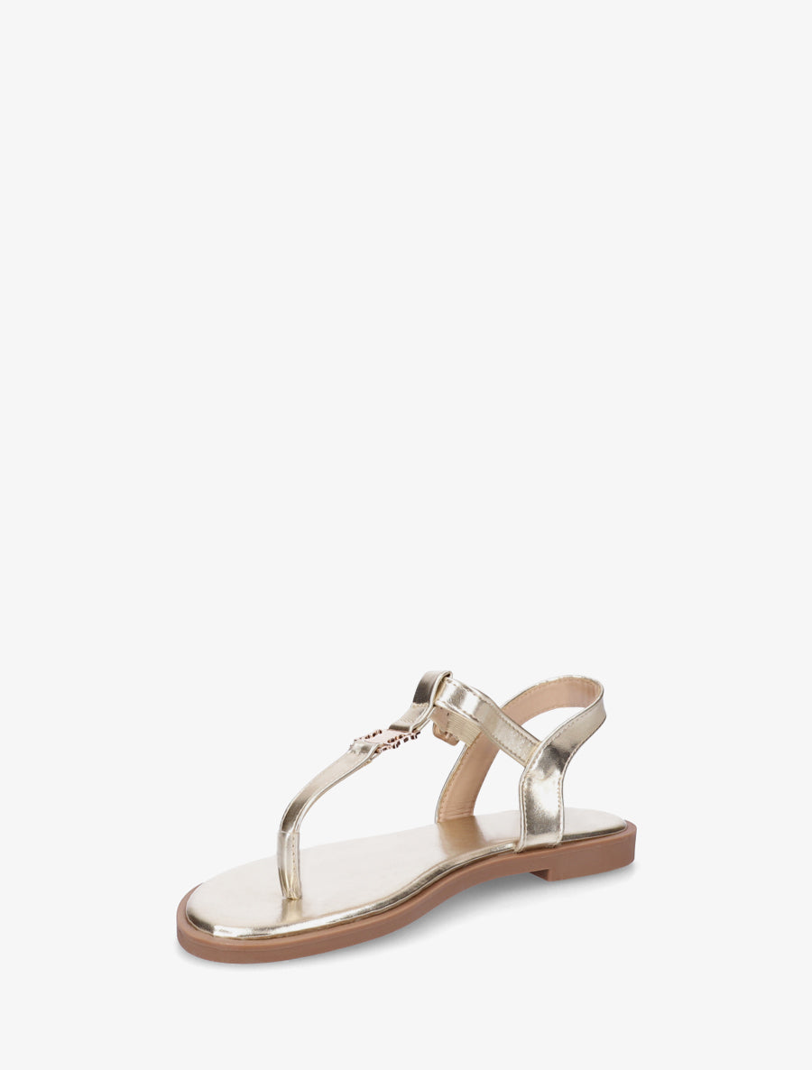 Nu-pieds à entredoigt et empiècement métal - Or - 3