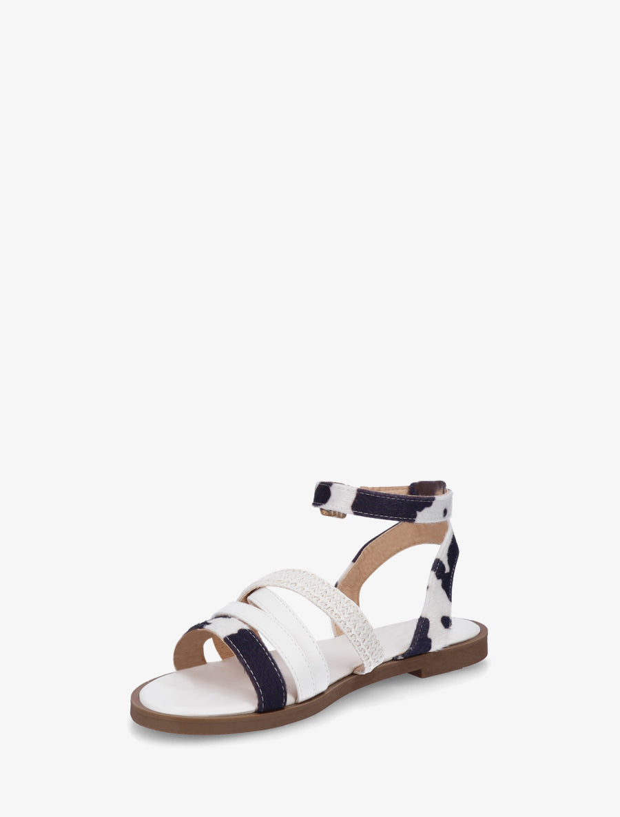 Nu-pieds à brides imprimé vache - Blanc - 3