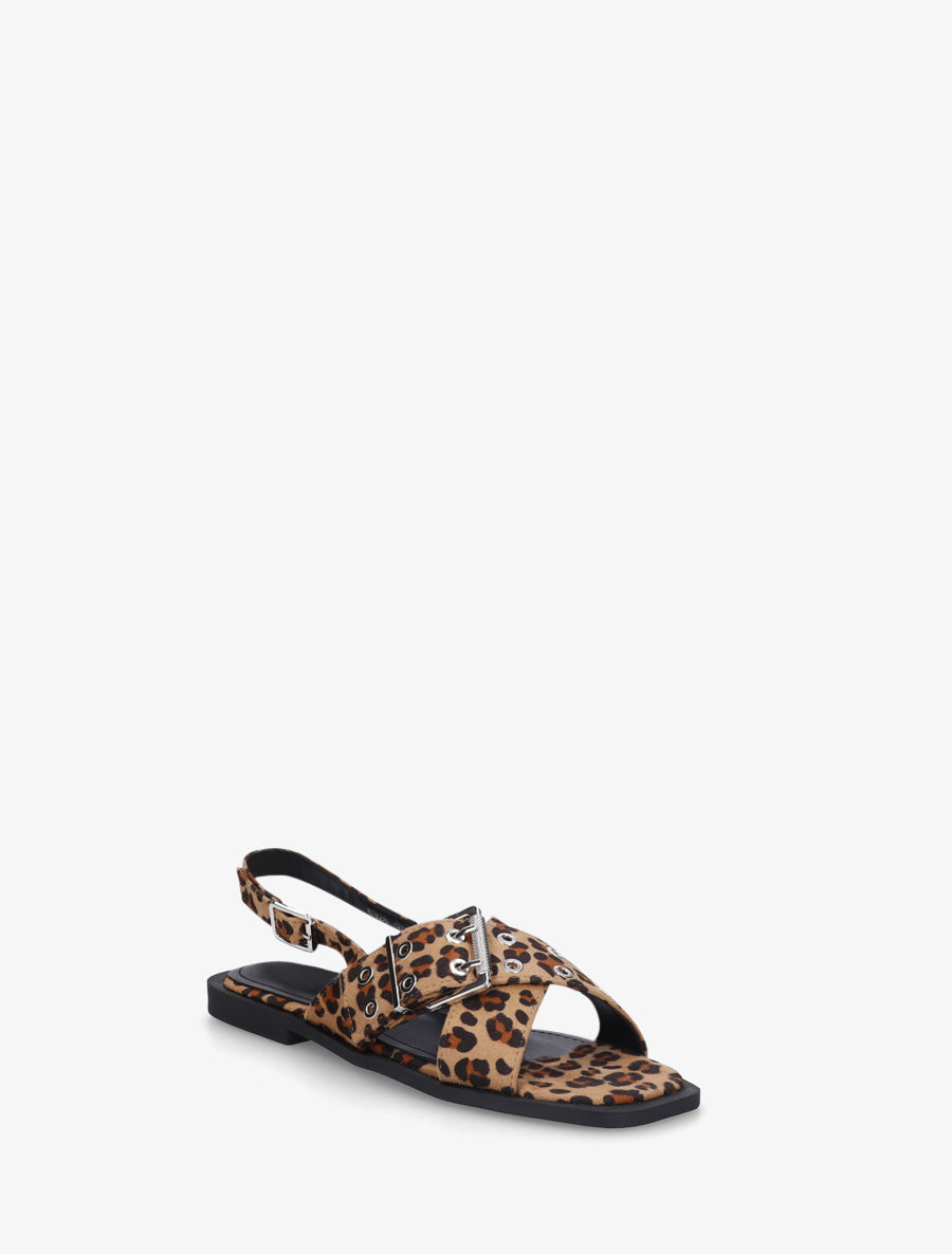 Nu-pieds en simili à brides croisées - Beige - 2