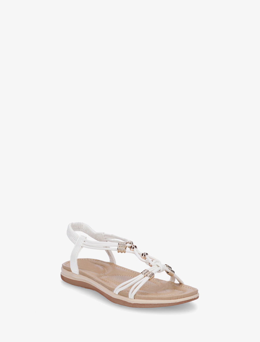 Sandales à bride élastiquée et perles - Blanc - 2
