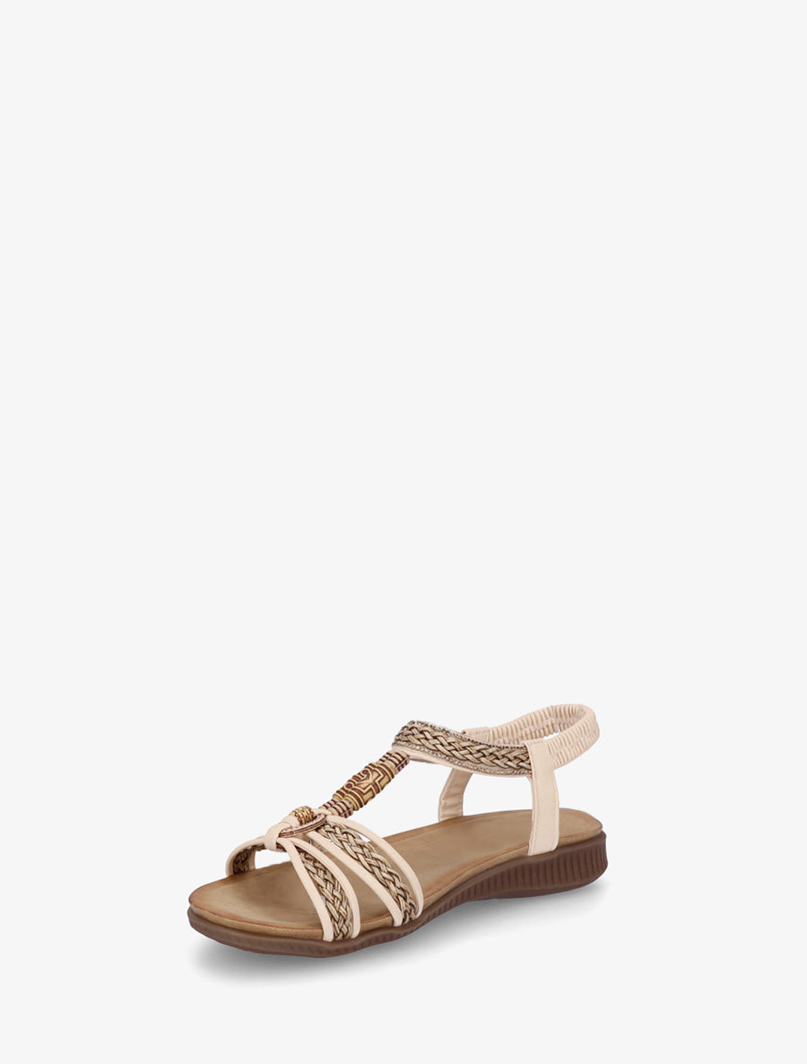 Sandales fantaisies tressées à strass - Beige - 3