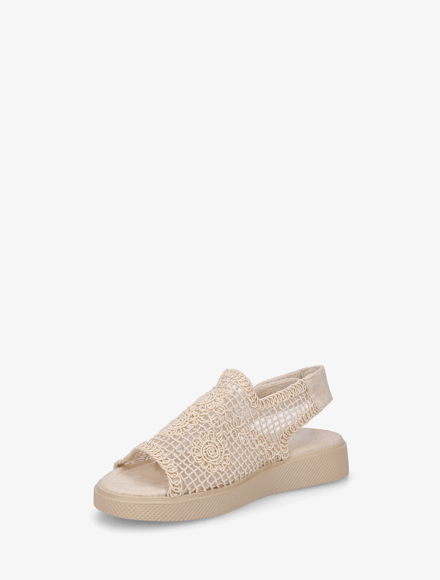 Sandales à scratch effet crochet - Beige - 3