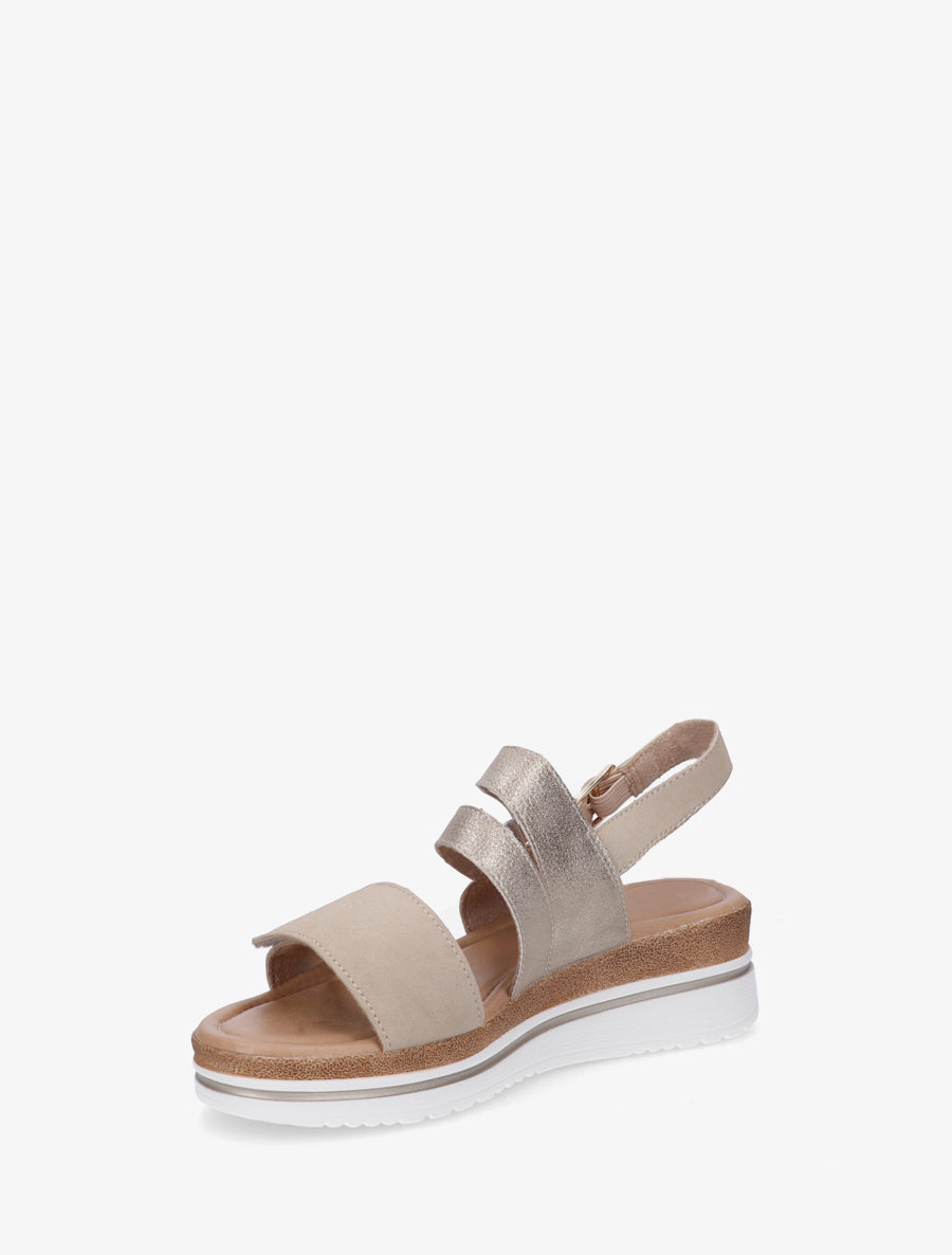 Sandales compensées irisées à scratch - Or - 3
