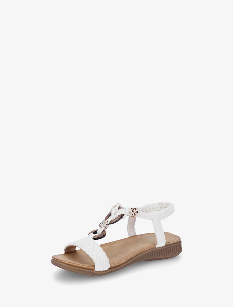 Nu-pieds à empiècement bijoux - Blanc - 3
