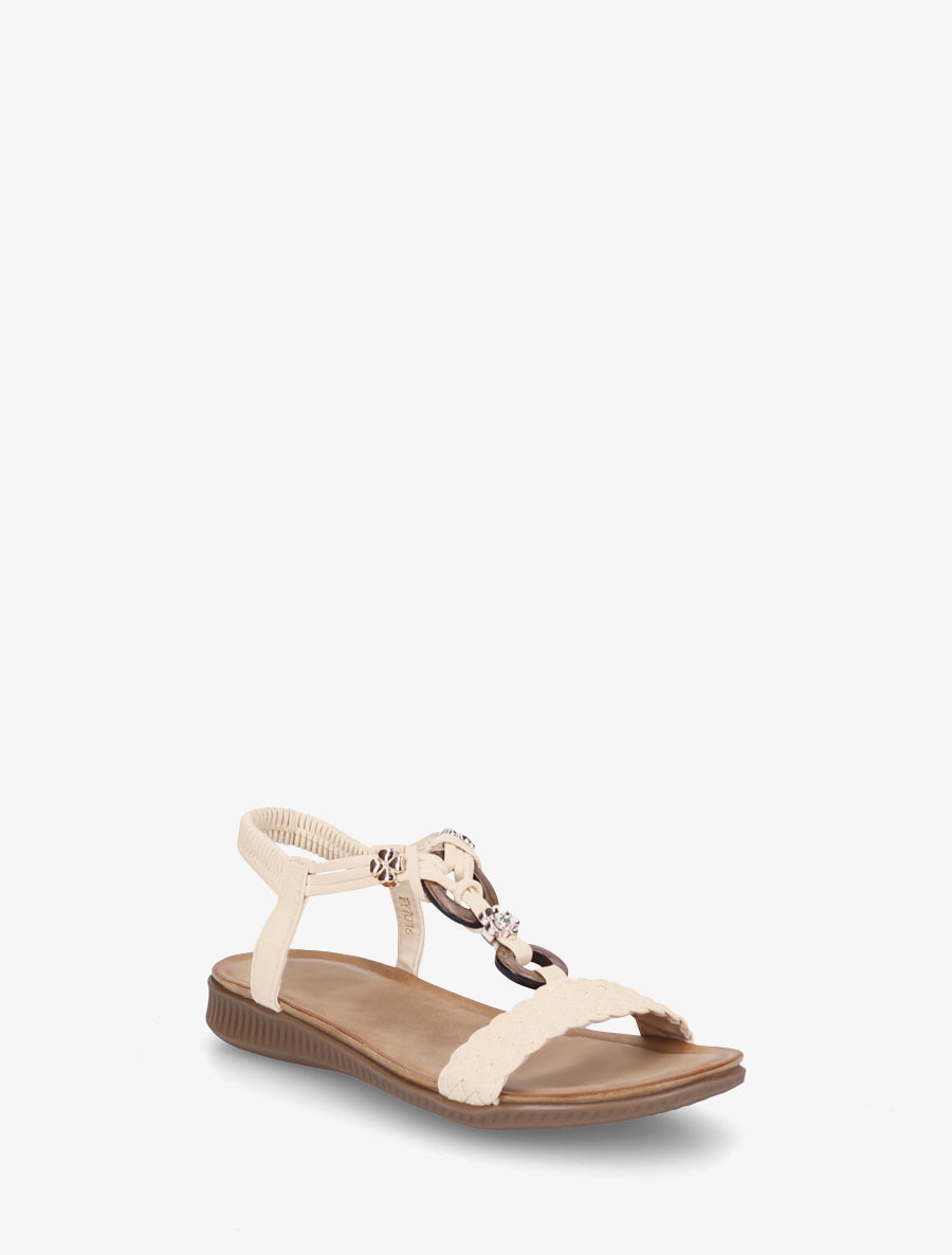 Nu-pieds à empiècement bijoux - Beige - 2