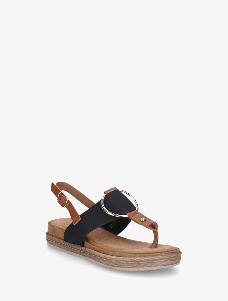 Nu-pieds en simili à anneau - Noir - 3