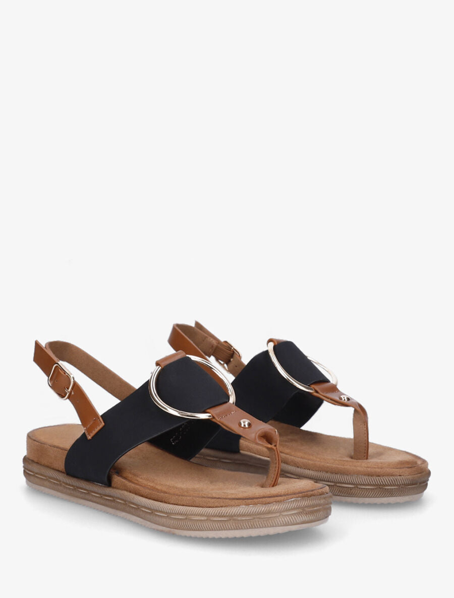 Nu-pieds en simili à anneau - Noir - 5