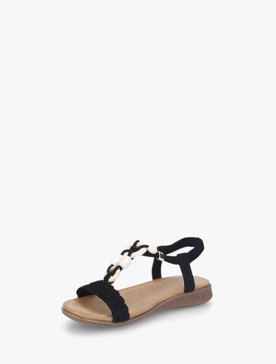 Nu-pieds à empiècement bijoux style jade - Noir - 3