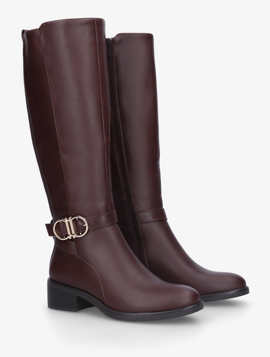 Bottes élastiquées à sangle dorée - Bordeaux - 4