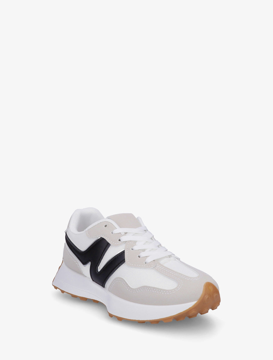 Baskets à empiècement en toile et effet nubuck - Gris - 2