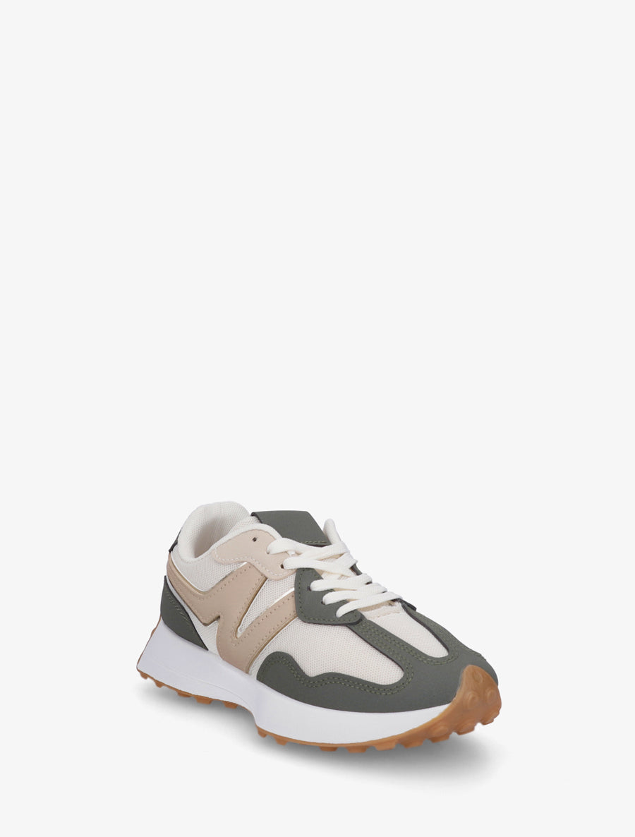 Baskets à empiècement en toile et effet nubuck - Vert militaire - 2