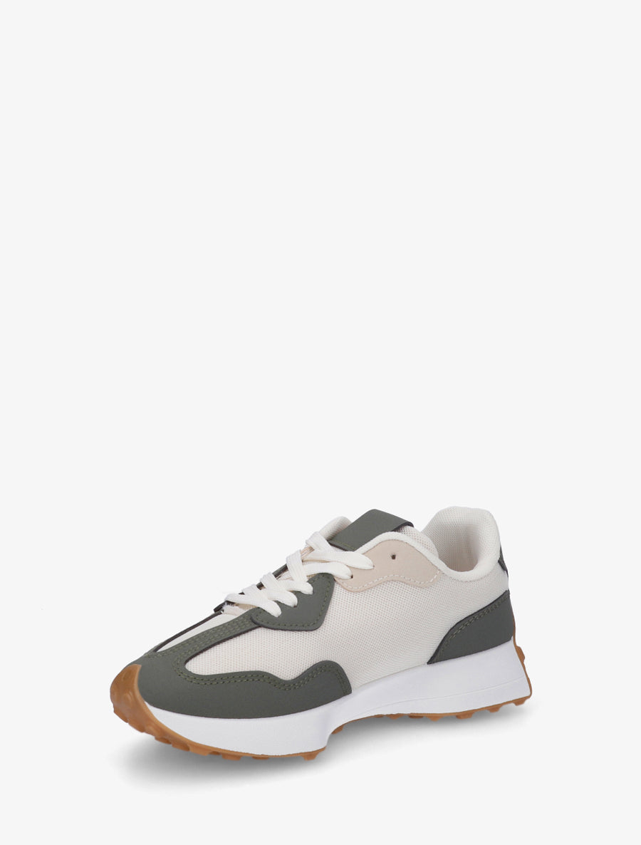 Baskets à empiècement en toile et effet nubuck - Vert militaire - 3