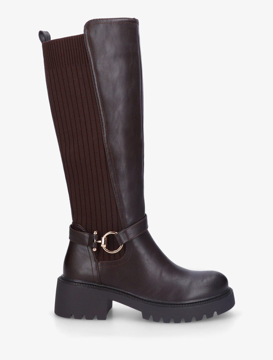 Bottes bimatière à boucle - Marron - 1